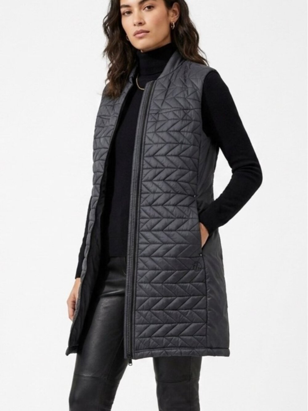 Alchemy Equipment Black Quilted Long Vest Tunic Size L Puffer Sleeveless